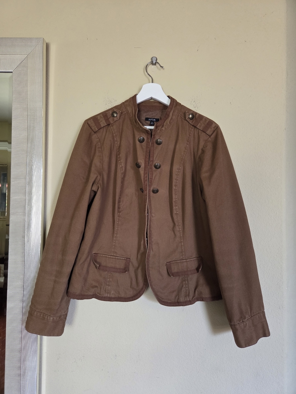 Apt 9 Brown Military-Style Button Jacket Cotton